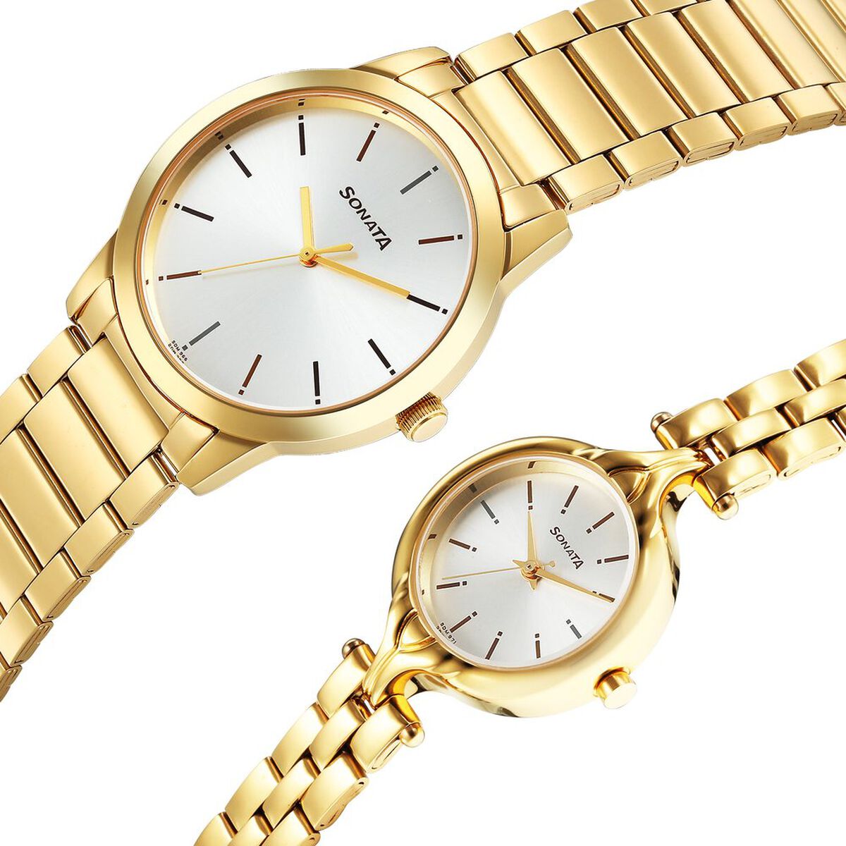 Sonata Quartz Analog Silver Dial Stainless Steel Strap Watch for Couple 3