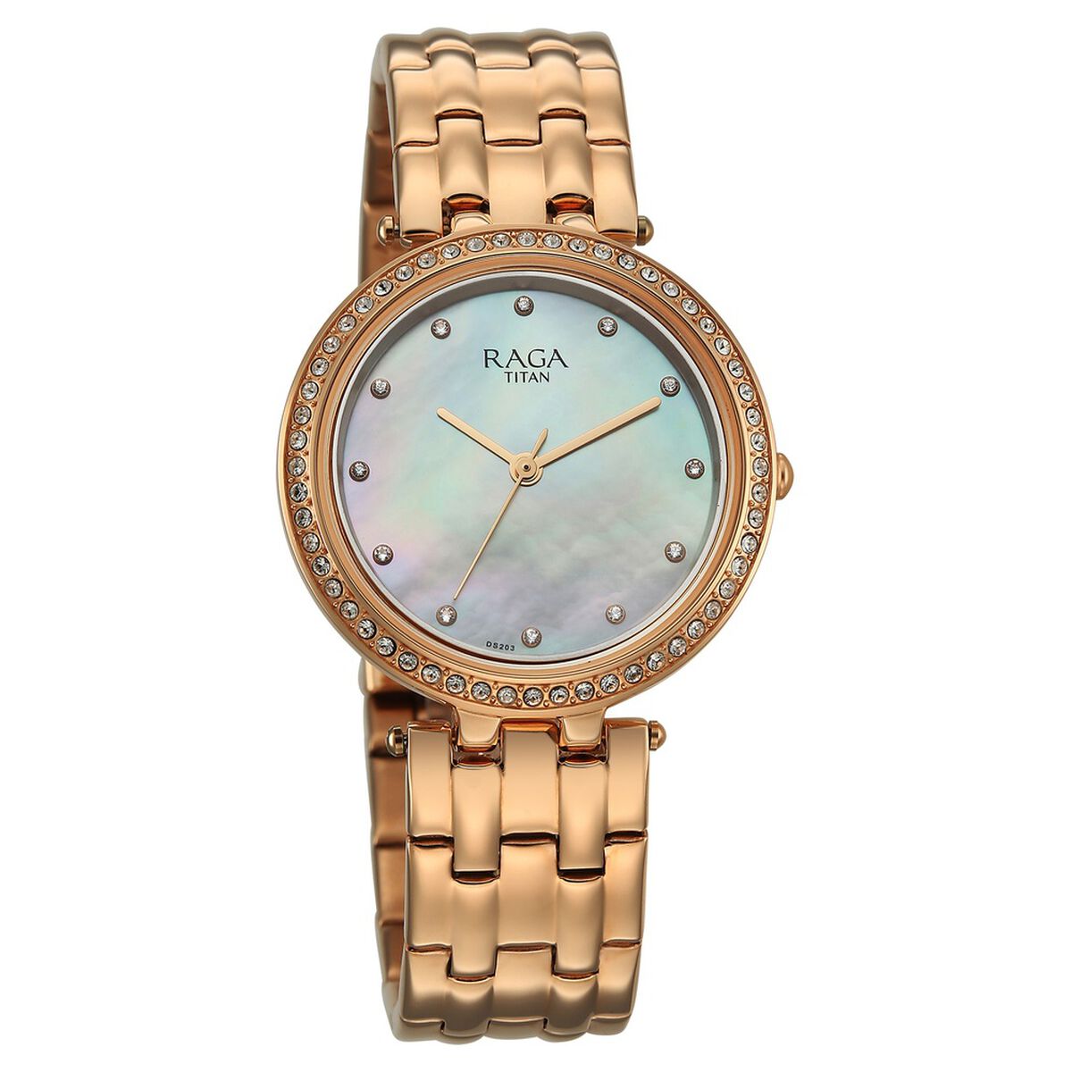 Titan Raga DEC Blaze Quartz Analog Mother of Pearl Dial Rose Gold Metal Strap Watch For Women 2
