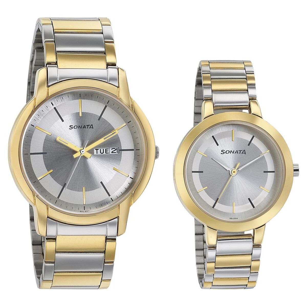 Sonata Quartz Analog Silver Dial Metal Strap Watch for Couple 1