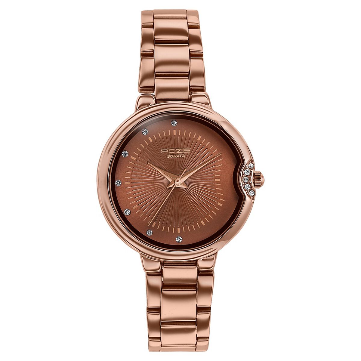 Poze By Sonata Quartz Analog Brown Dial Brown Metal Strap Watch For Women 2