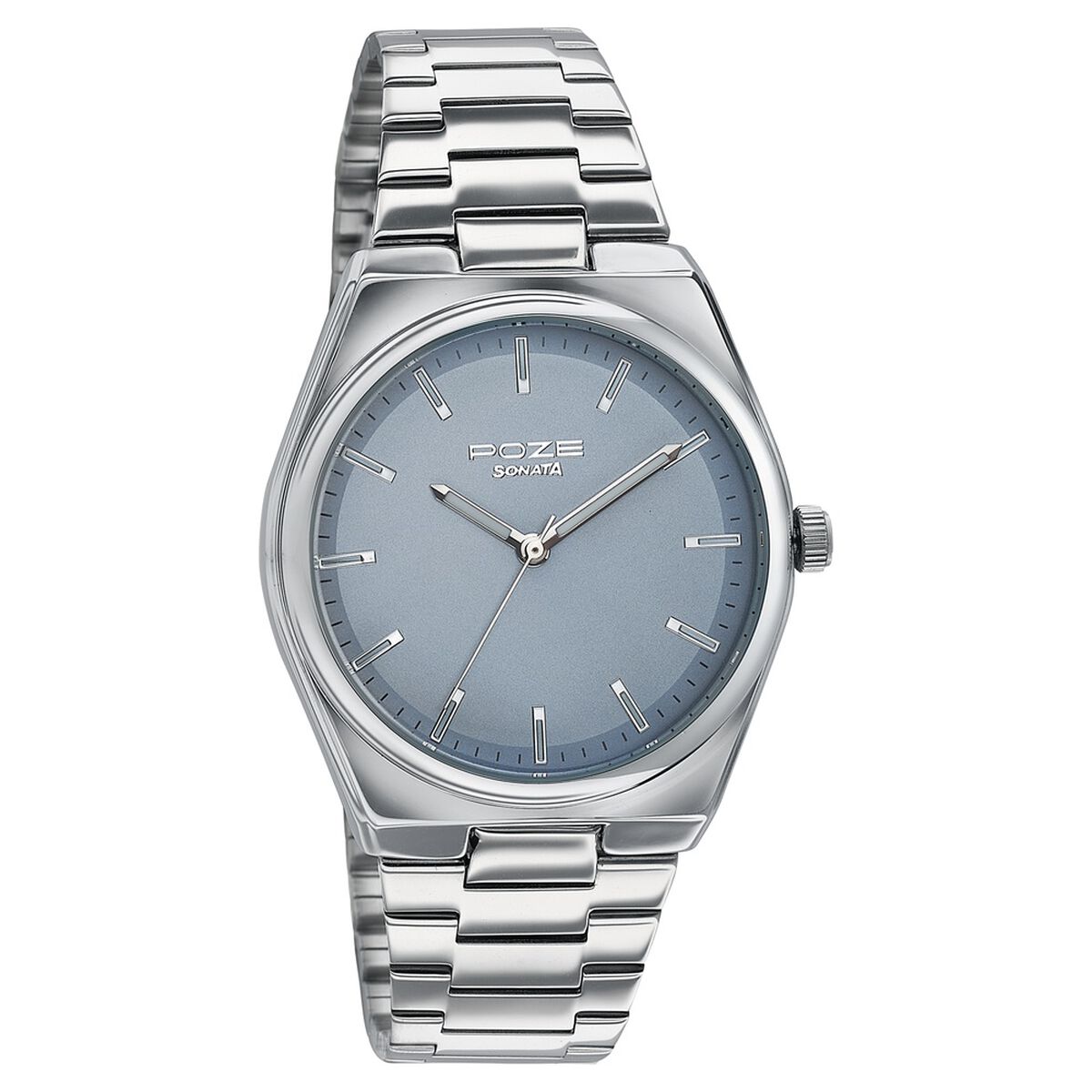 Sonata Poze Quartz Analog Blue Dial Silver Metal Strap Watch For Men 3