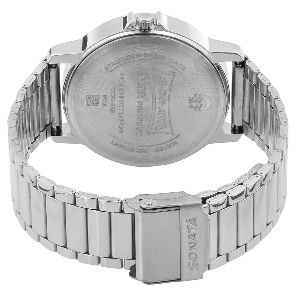 Sonata Quartz Analog with Day and Date White Dial Stainless Steel Strap Watch for Men 4