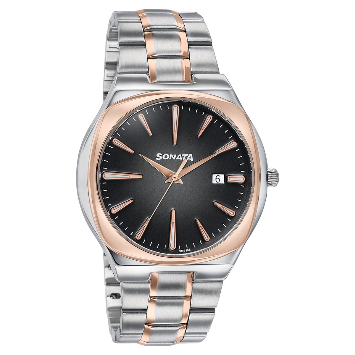 Sonata Festive Quartz Analog Black Dial Two Toned Metal Strap Watch For Men 2