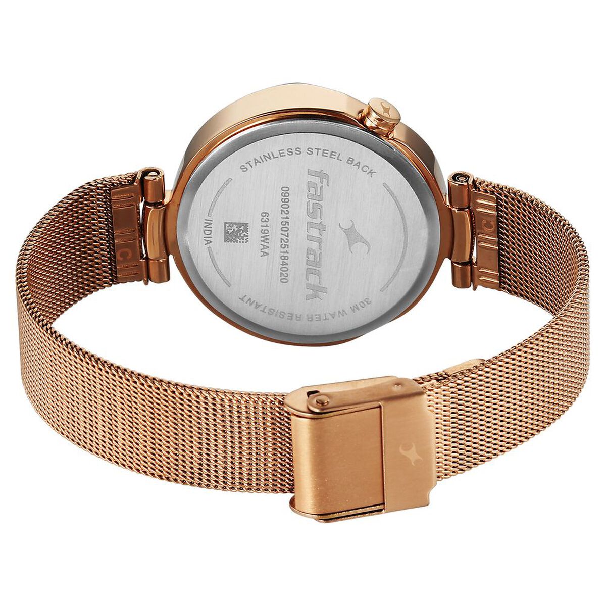 Fastrack Tick Tock Quartz Multifunction Pink Dial Stainless Steel Strap Watch For Girls 5