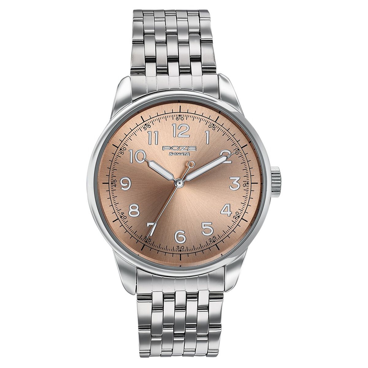 Poze By Sonata Quartz Analog Taupe Dial Silver Stainless Steel Strap Watch For Men 2