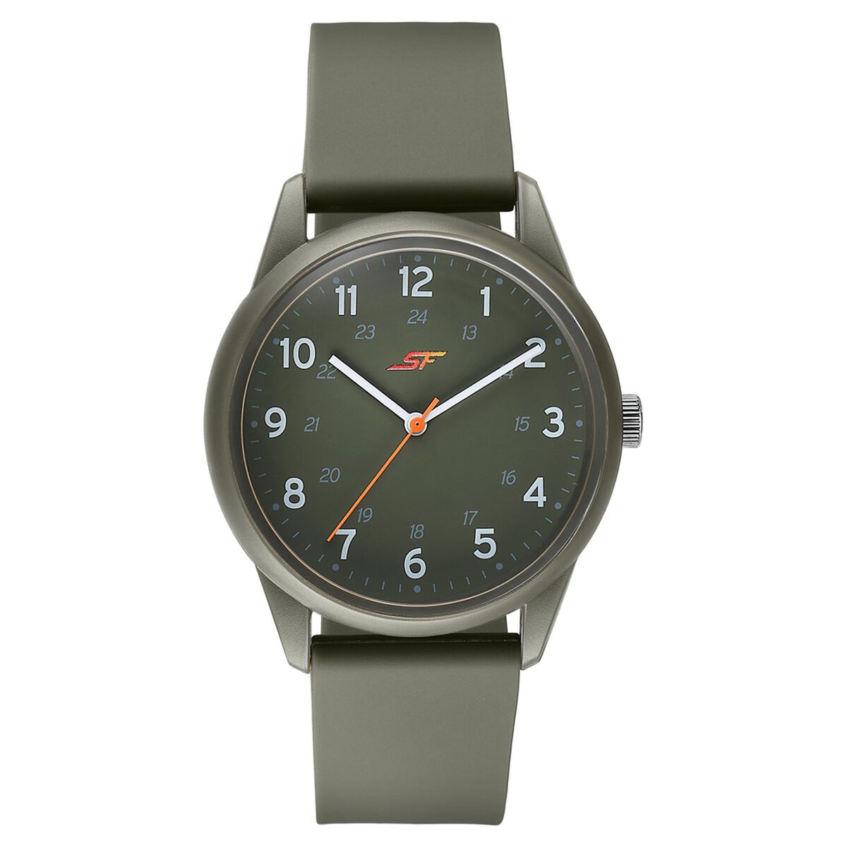 Sonata SF Field watch Quartz Analog Khaki Dial Brown Silicone Strap Watch For Men 1