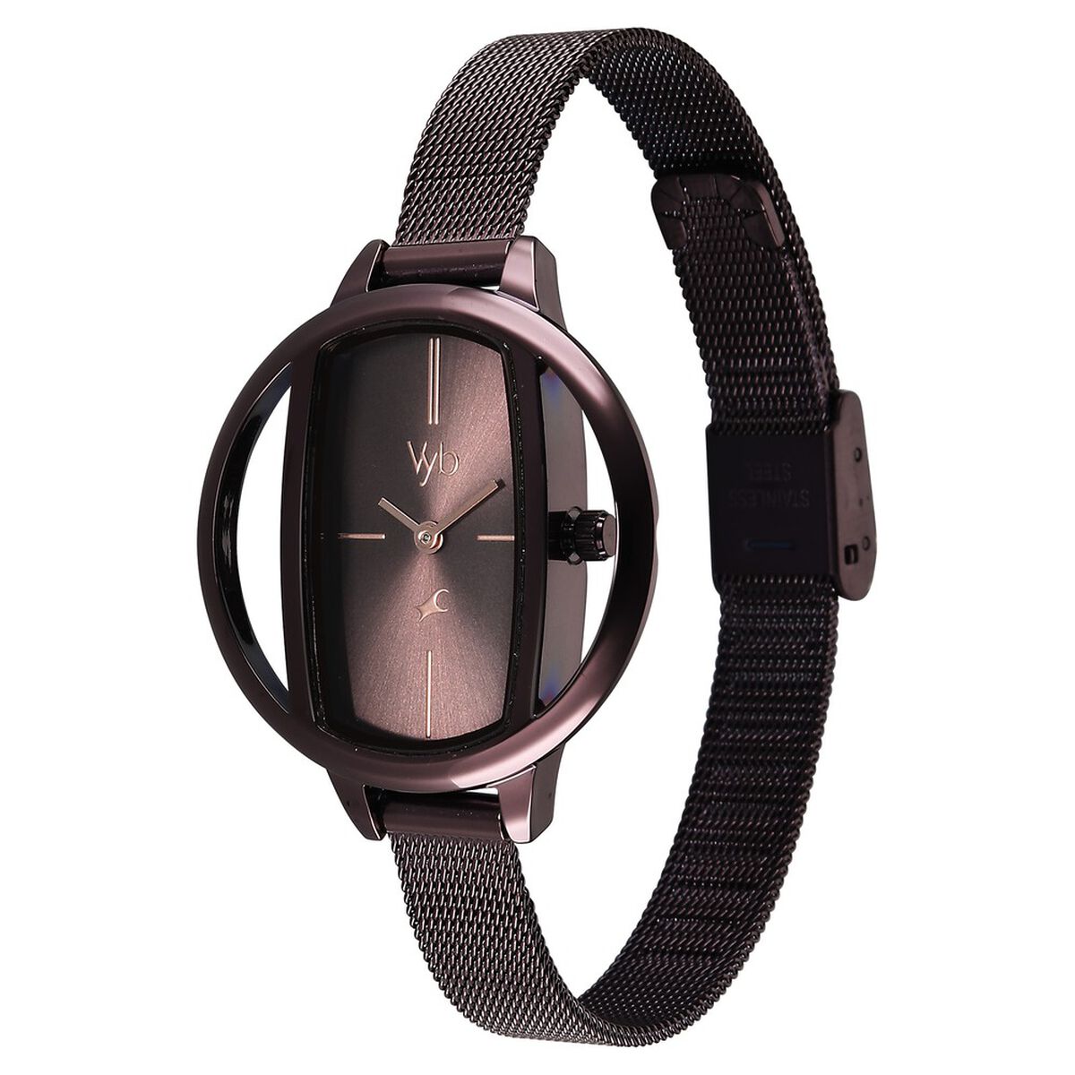 Vyb Charmer By Fastrack Quartz Analog Brown Dial Brown Stainless Steel Strap Watch For Girls 5