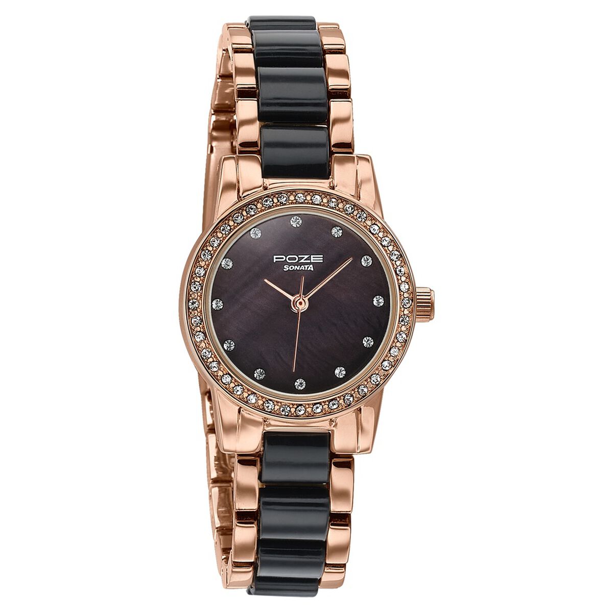 Sonata Poze Quartz Analog White Dial Two Toned Metal & Plastic Strap Watch For Women 2