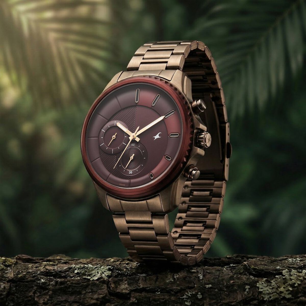 Fastrack Wild Quartz Chronograph Maroon Dial Chrome K Stainless Steel Strap Watch For Guys 2