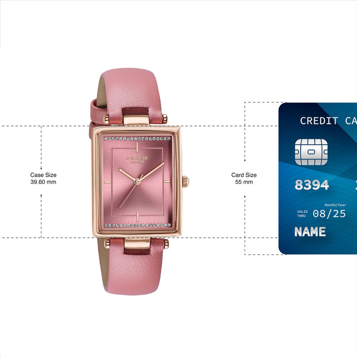 Poze By Sonata Quartz Analog Pink Dial Pink Leather Strap Watch For Women 4