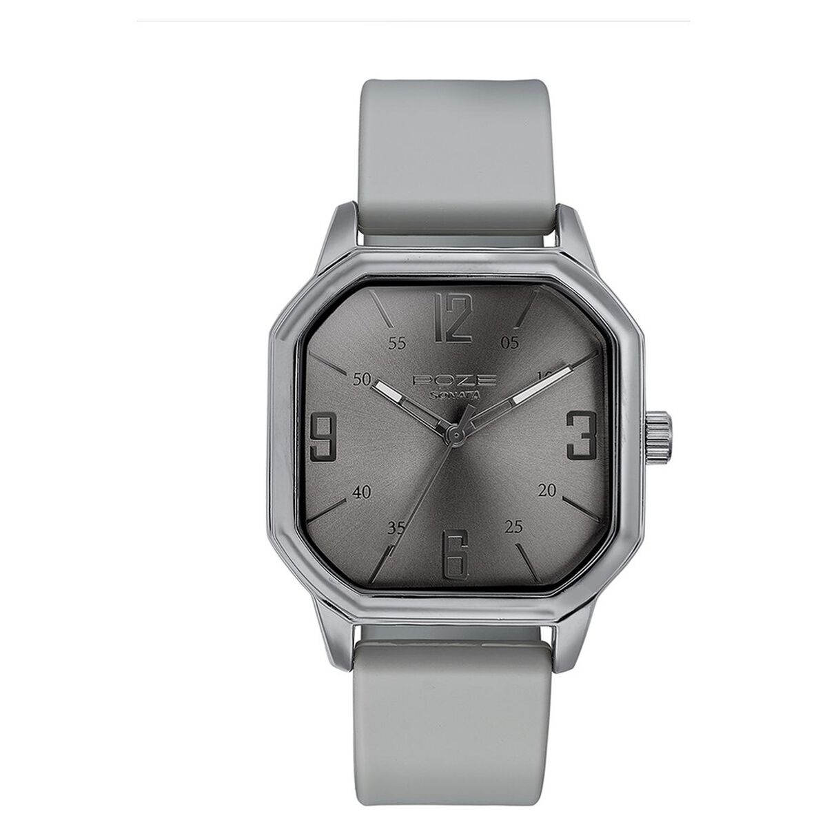Sonata Poze Quartz Analog Grey Dial Silicone Strap Watch for Men 2