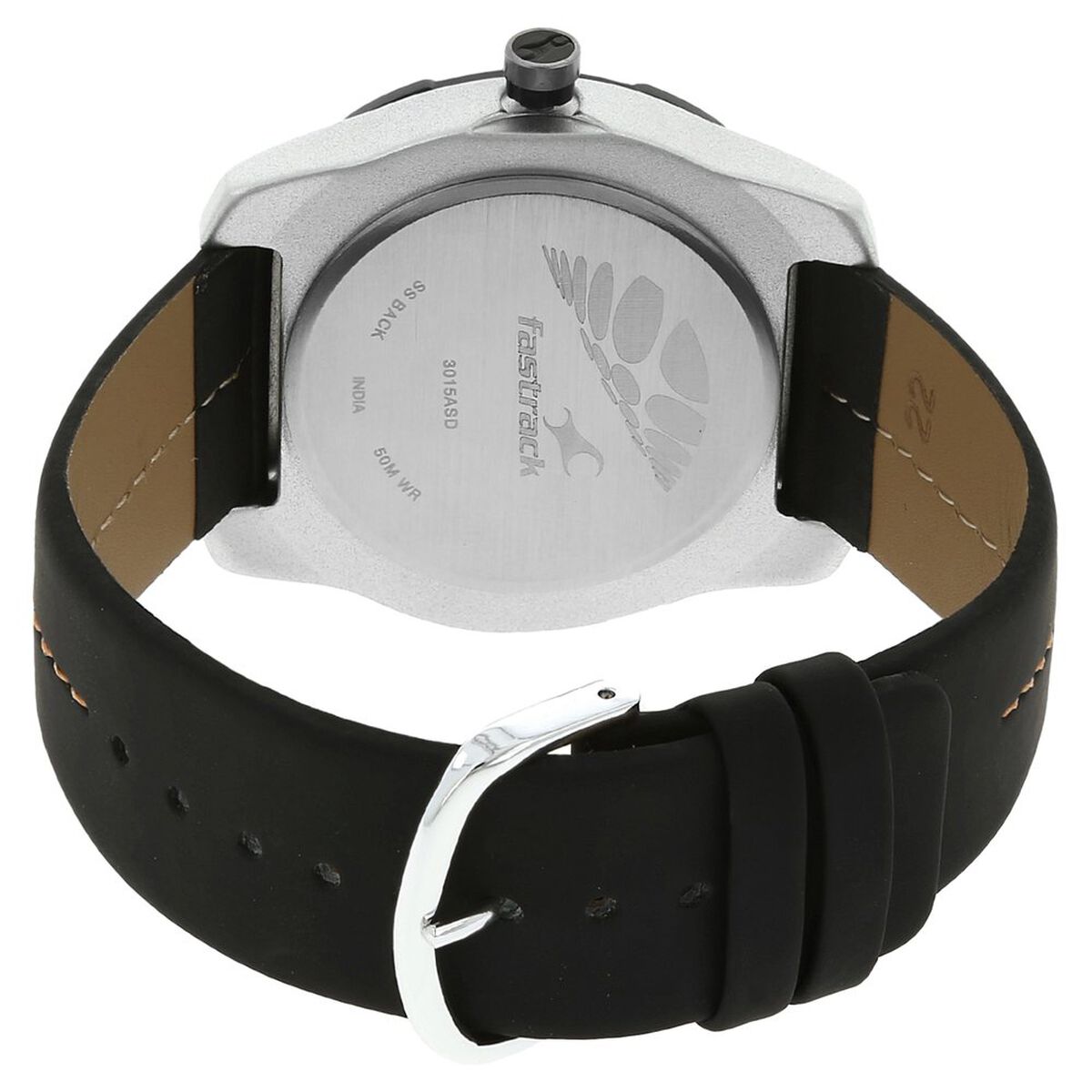 Fastrack Quartz Analog Silver Dial Leather Strap Watch for Guys 4