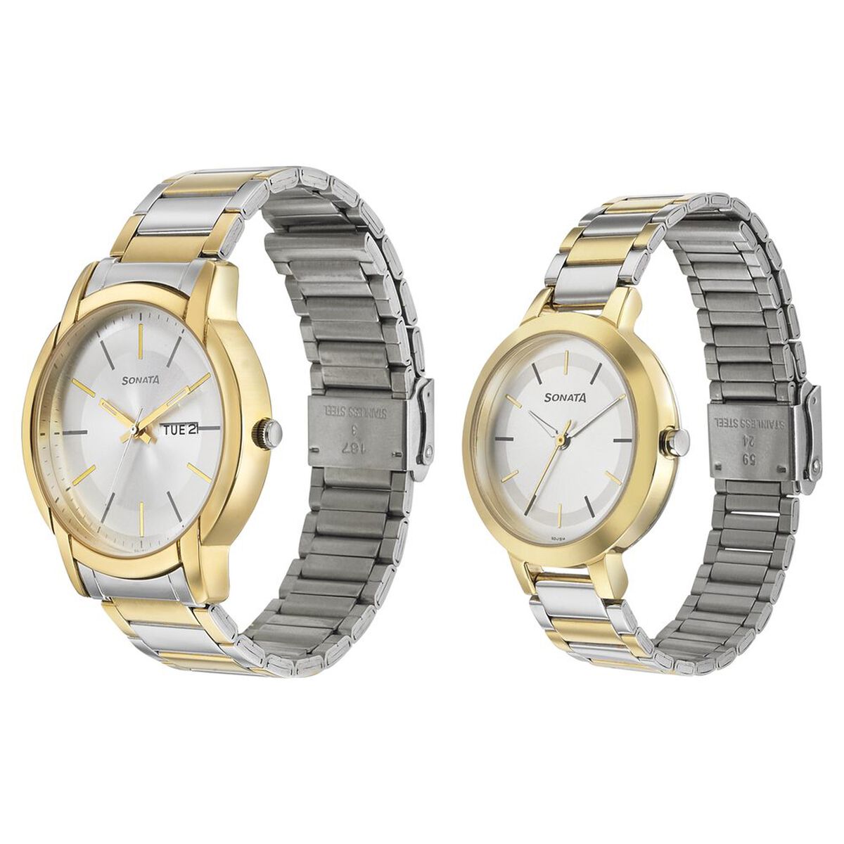 Sonata Quartz Analog Silver Dial Metal Strap Watch for Couple 2