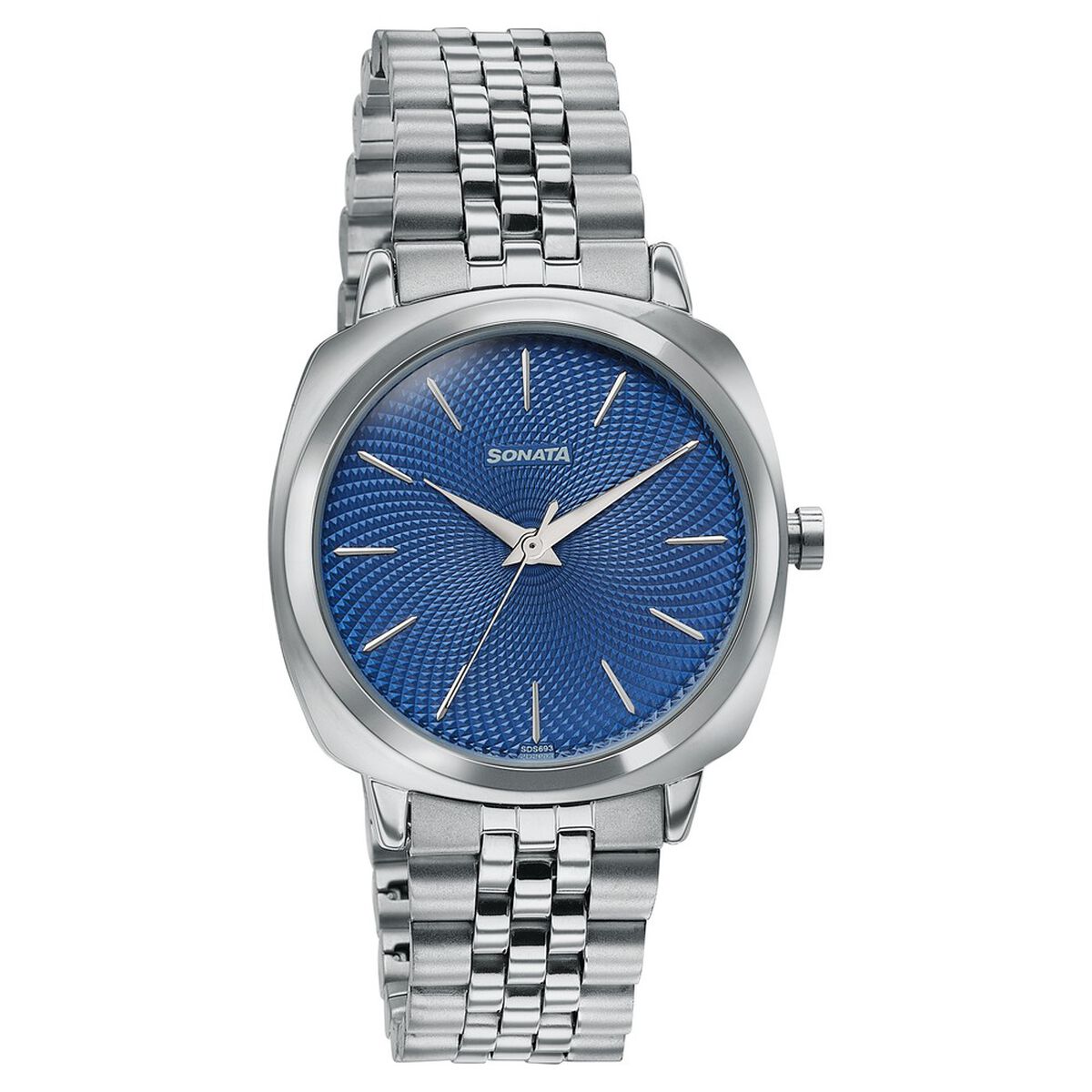 Sonata Vector Blue Textured Dial Silver-Tone Bracelet Watch for Men 3