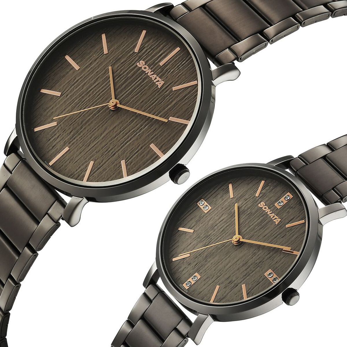 Sonata Soulmate Quartz Analog Grey Dial Grey Stainless Steel Strap Watch For Couple 4