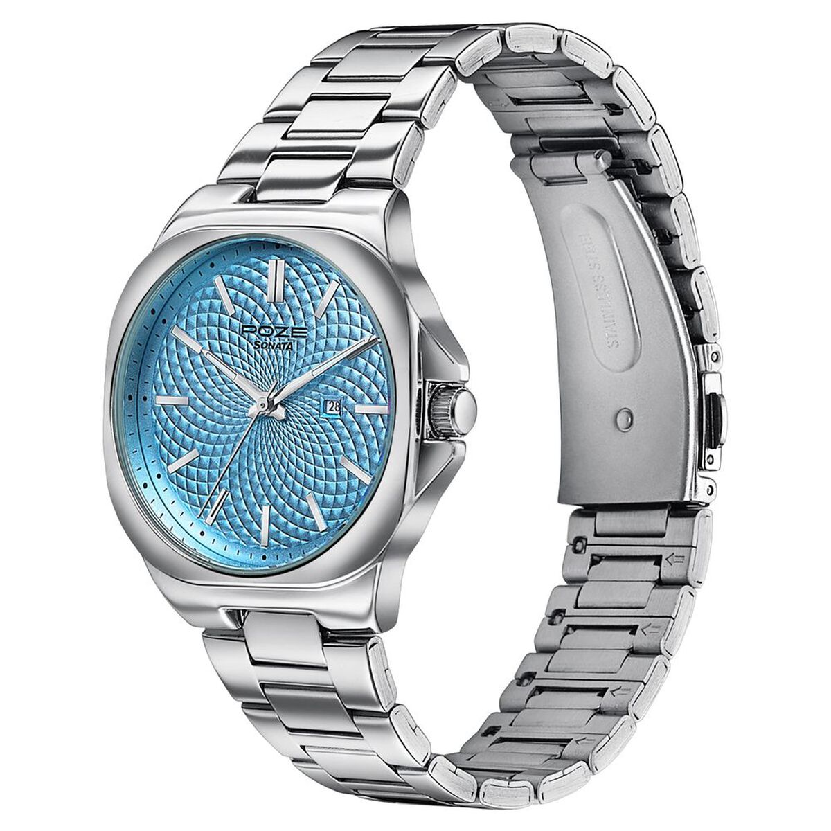 Sonata Poze Quartz Analog Blue Dial Silver Colour Stainless Steel Strap Watch For Men 5