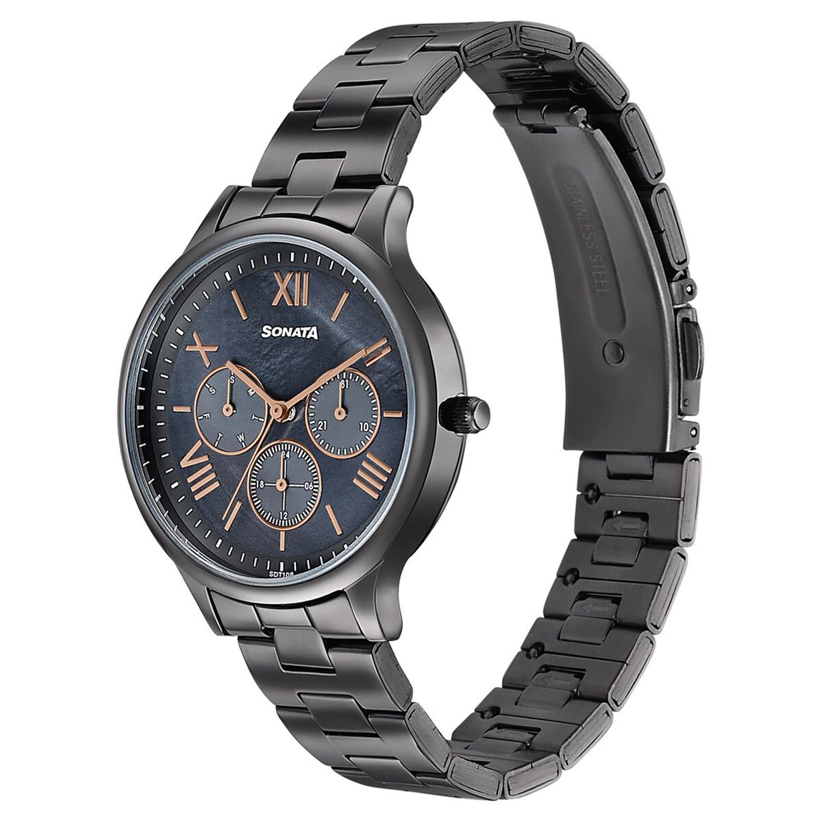 Sonata Women's Work Wear braitiful gun metal Watch - Premium Multifunction design for everyday style 3