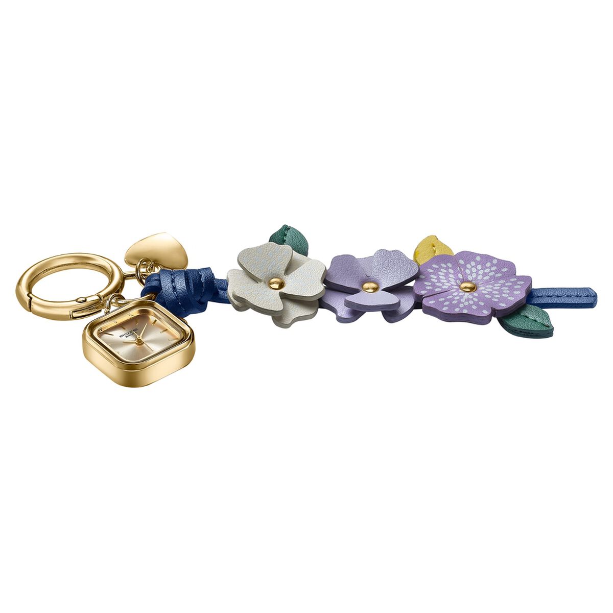 Key Chain Watch By Sonata Quartz Analog Golden Dial Purple Leather Key Chain Strap Watch For Women 3