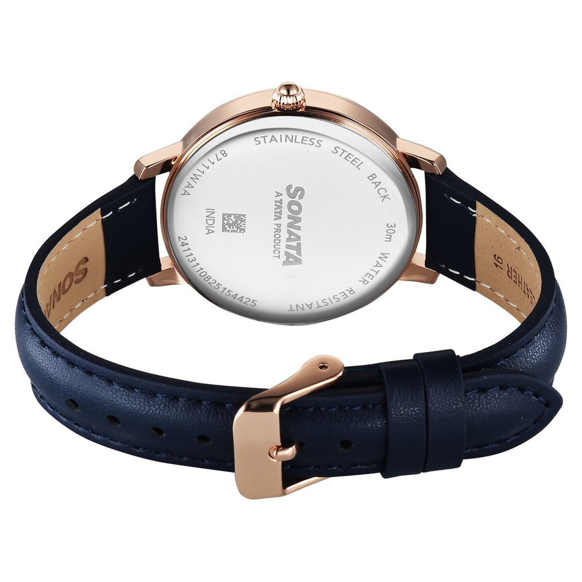 Sonata Festive Quartz Multifunction Blue Dial Leather Strap Watch For Women 5