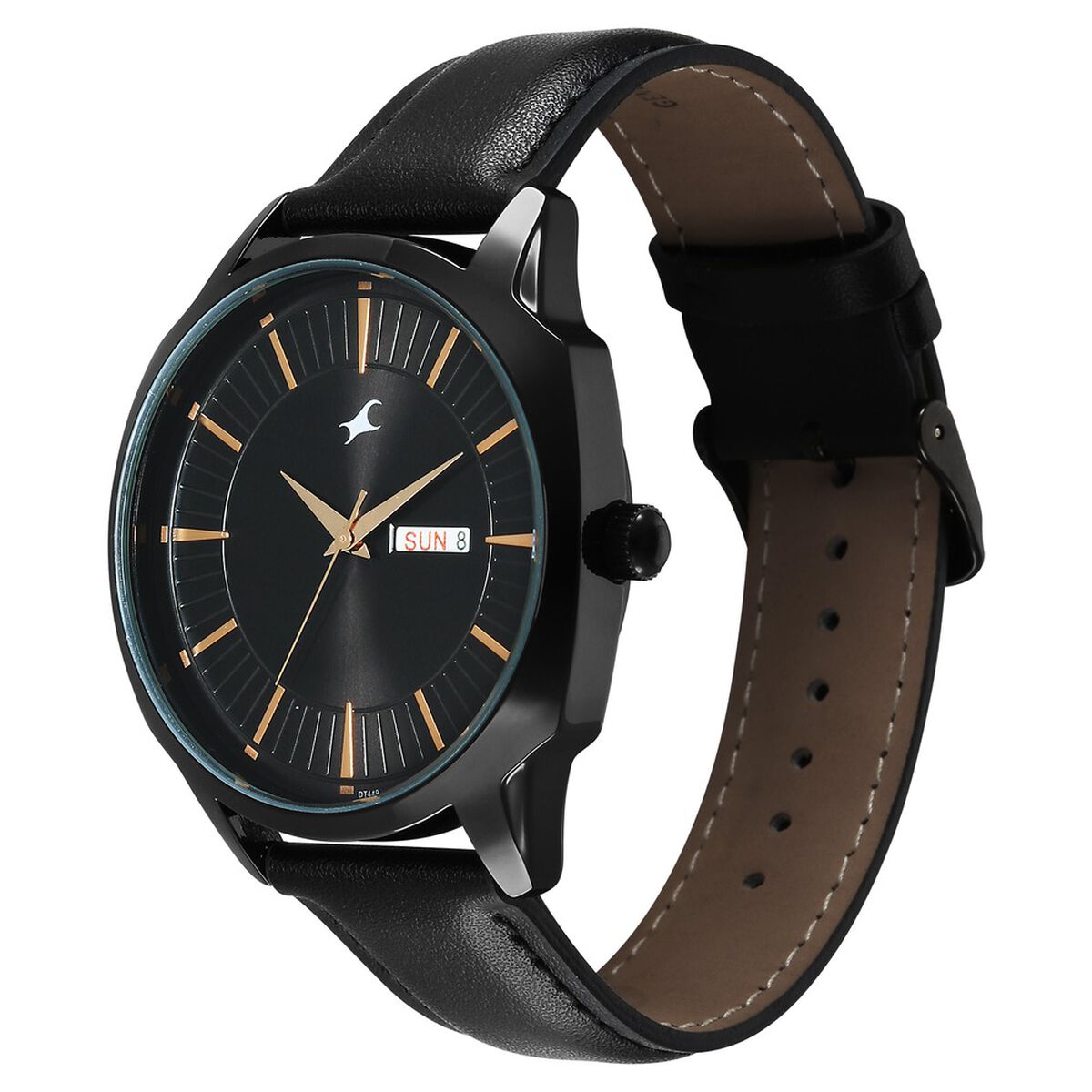 Fastrack Stunners Quartz Analog Black Dial Black Leather Strap Watch For Guys 3