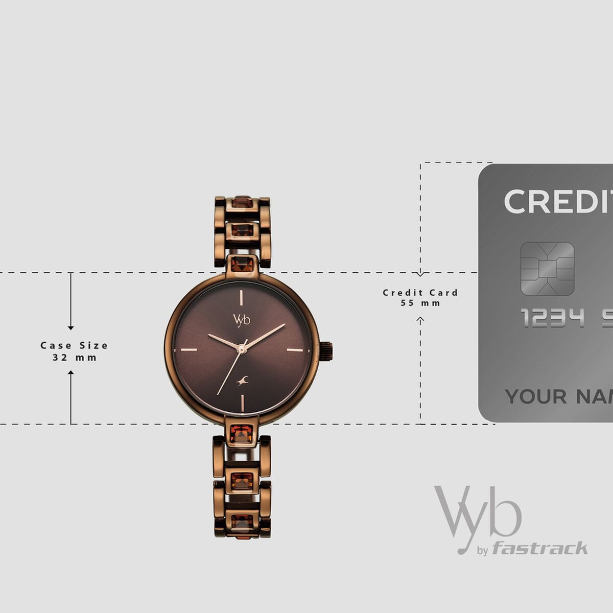 Vyb Manifester By Fastrack Quartz Analog Brown Dial Brown Metal Strap Watch For Girls 4
