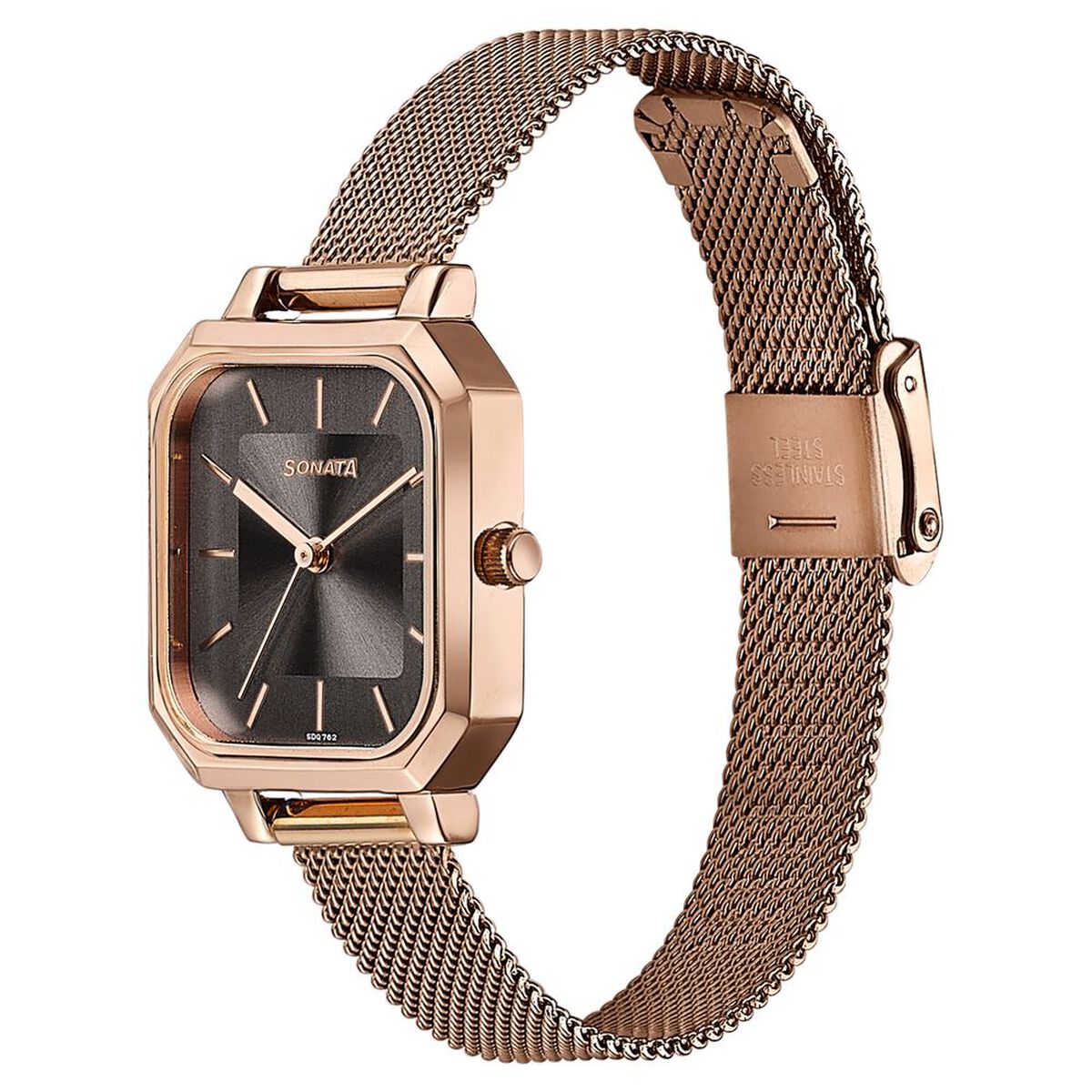 Sonata Modern Edit Quartz Analog Grey Dial Stainless Steel Strap Watch For Women 3