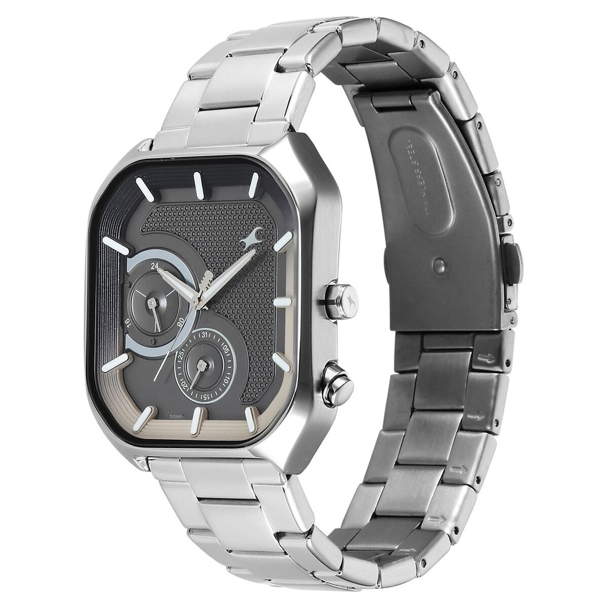 Fastrack Groove Multifunction Anthracite Dial Metal Strap Guy's Watch with Lume indices 5