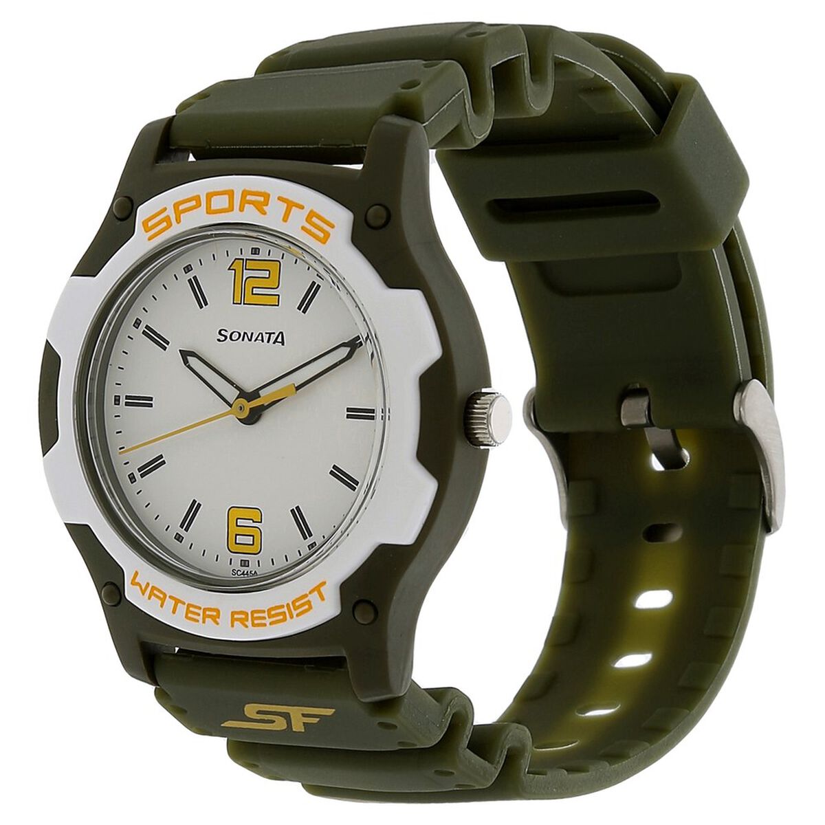 SF Quartz Analog White Dial Plastic Strap Watch for Men 2