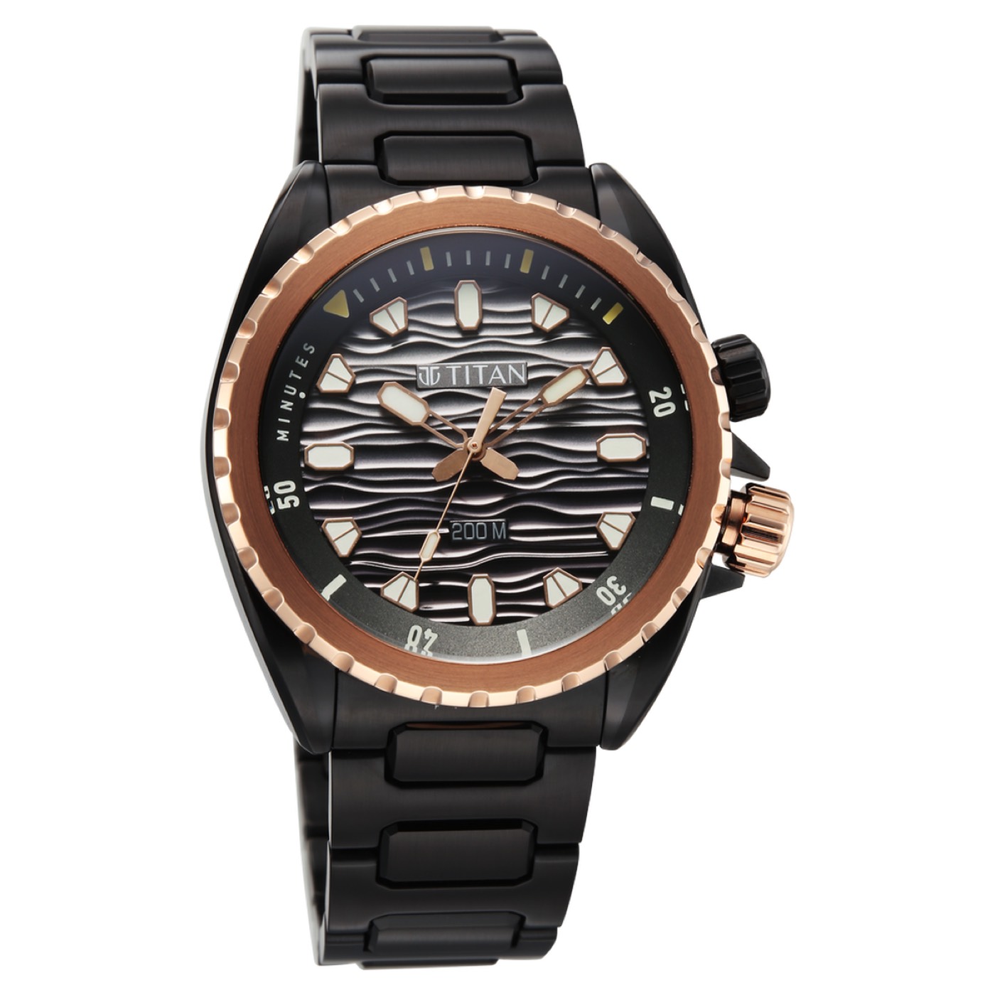 Titan Zero Hour Diver's 200m Analog with Black Dial Black Stainless Steel Strap Watch for Men 2