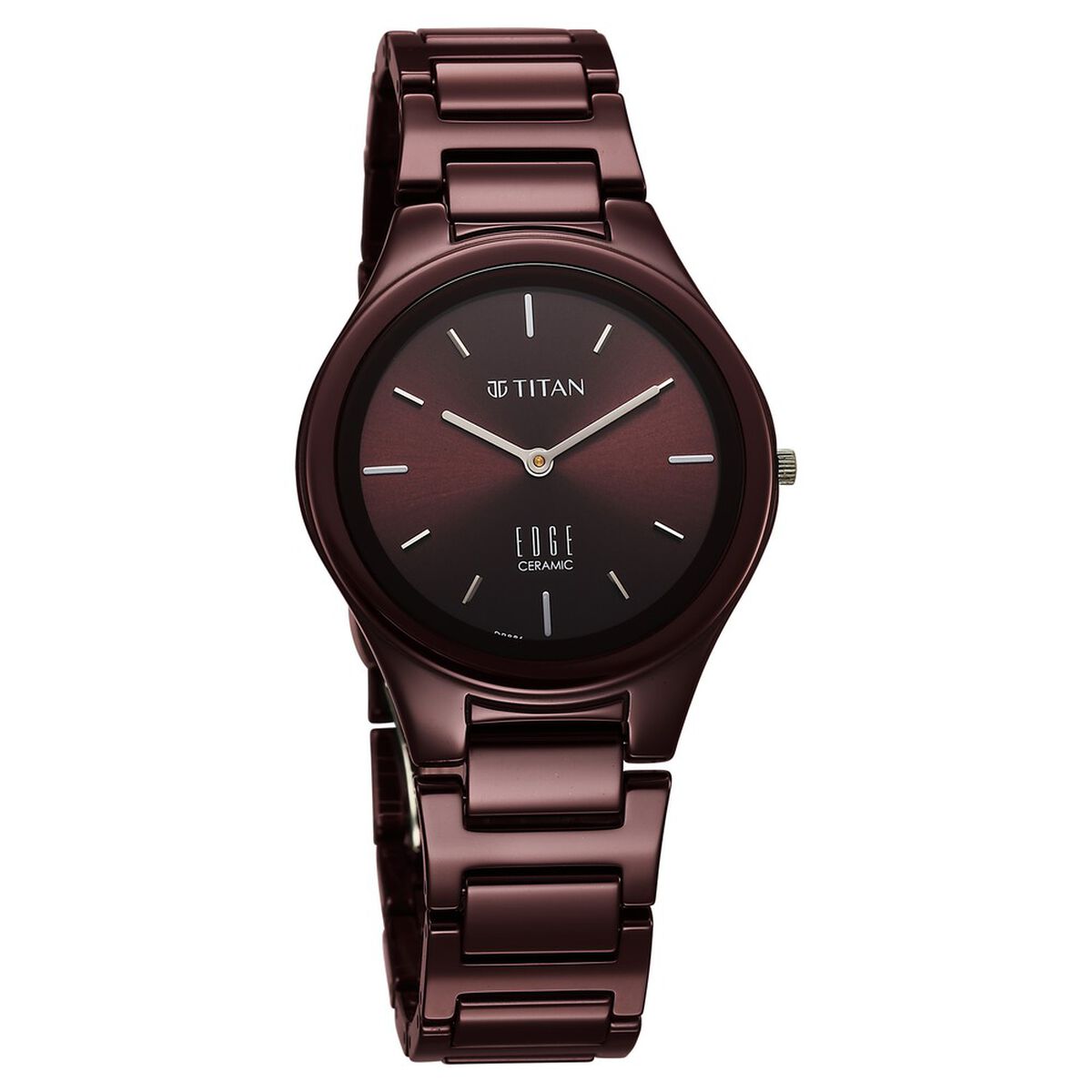Titan Edge Wine Ceramic Quartz Analog Maroon Dial Red Ceramic Strap Watch For Women 2