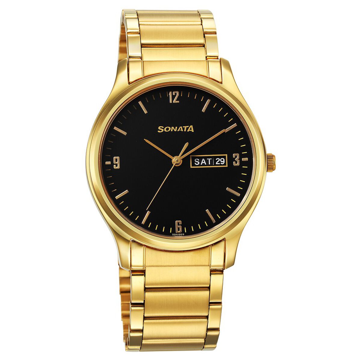 Sonata Quartz Analog with Day and Date Black Dial Watch for Men 1