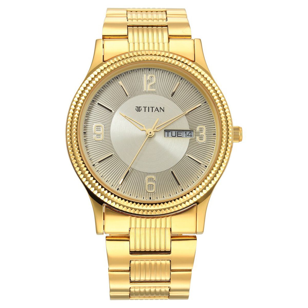 Titan Quartz Analog Champagne Dial Stainless Steel Strap Watch for Men 2