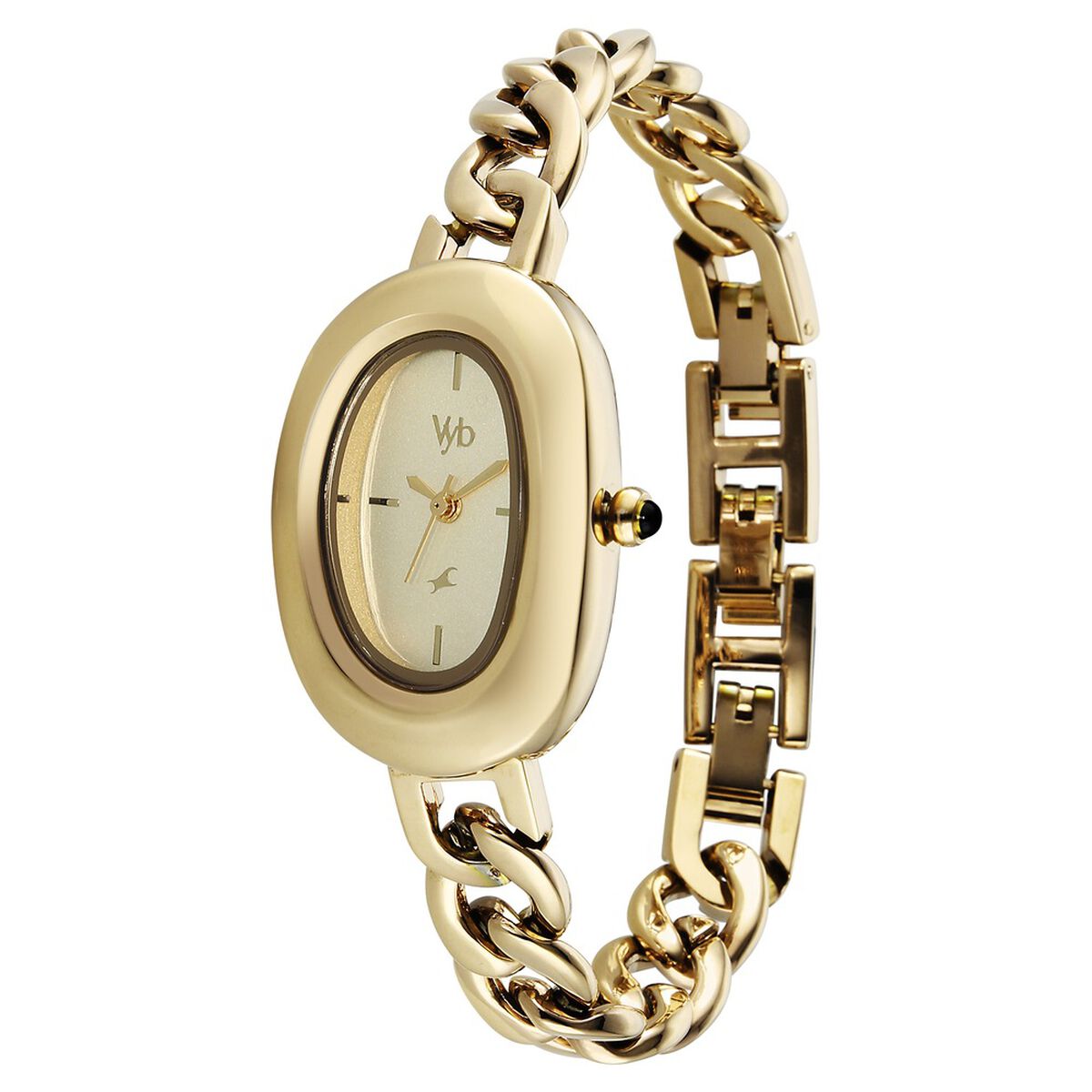 Vyb Mirage By Fastrack Quartz Analog Golden Dial Golden Metal Strap Watch For Girls 3