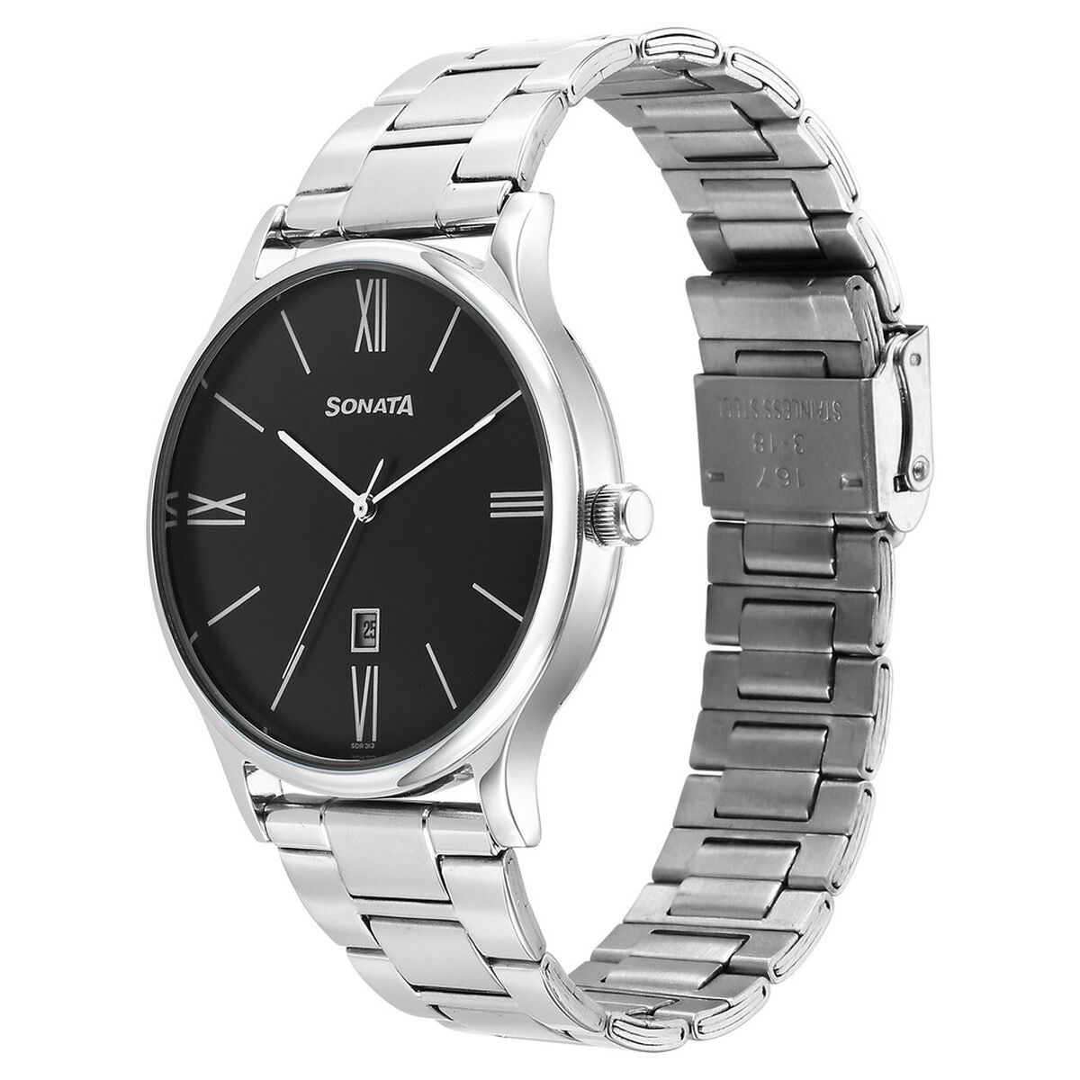 Sonata Aspire Quartz Analog with Date Black Dial Stainless Steel Strap Watch For Men 3