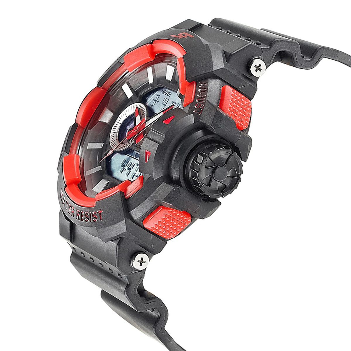 SF Quartz Analog Digital Black Dial PU Strap Watch for Men 3