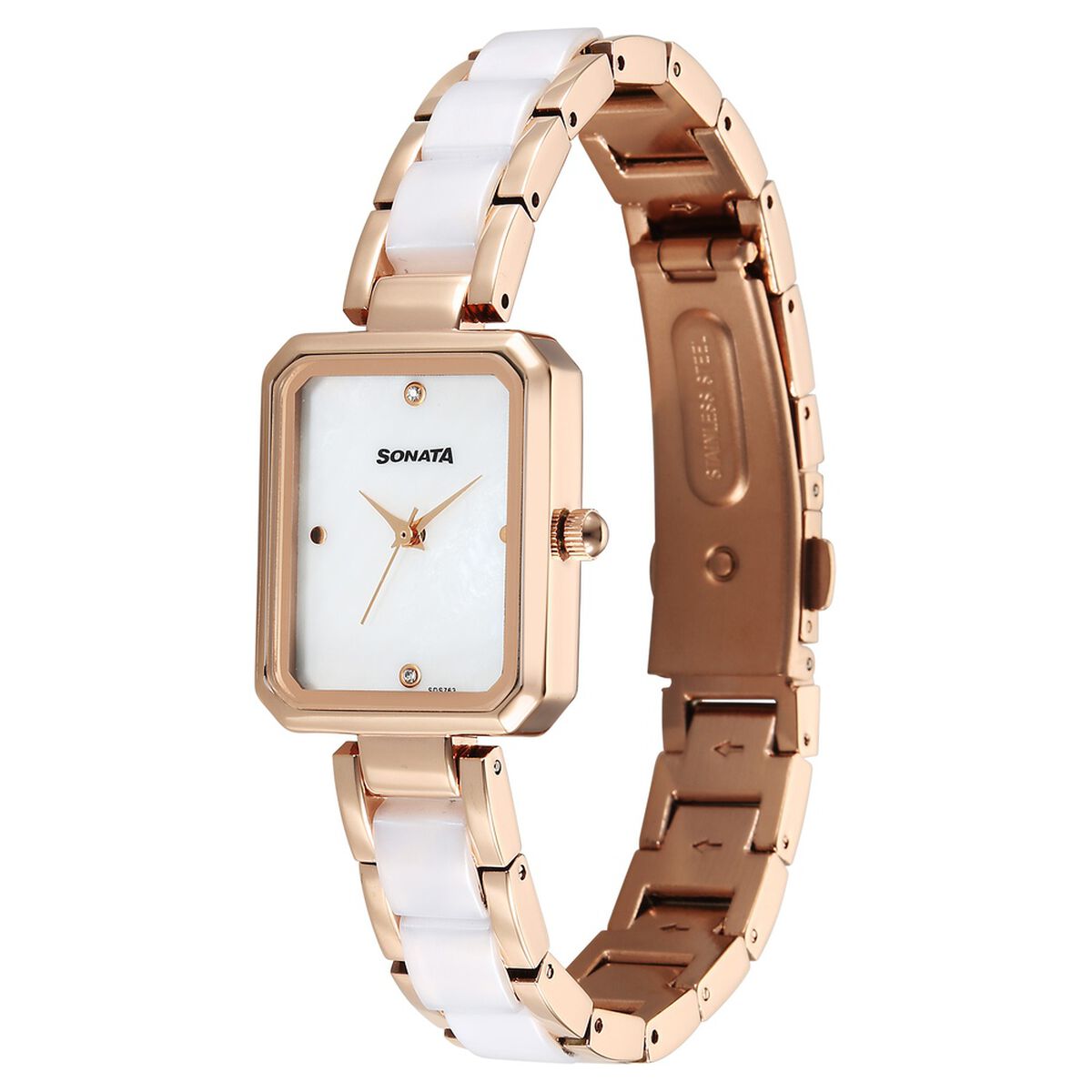 Sonata Festive Quartz Analog White Dial Metal & Plastic Strap Watch For Women 2