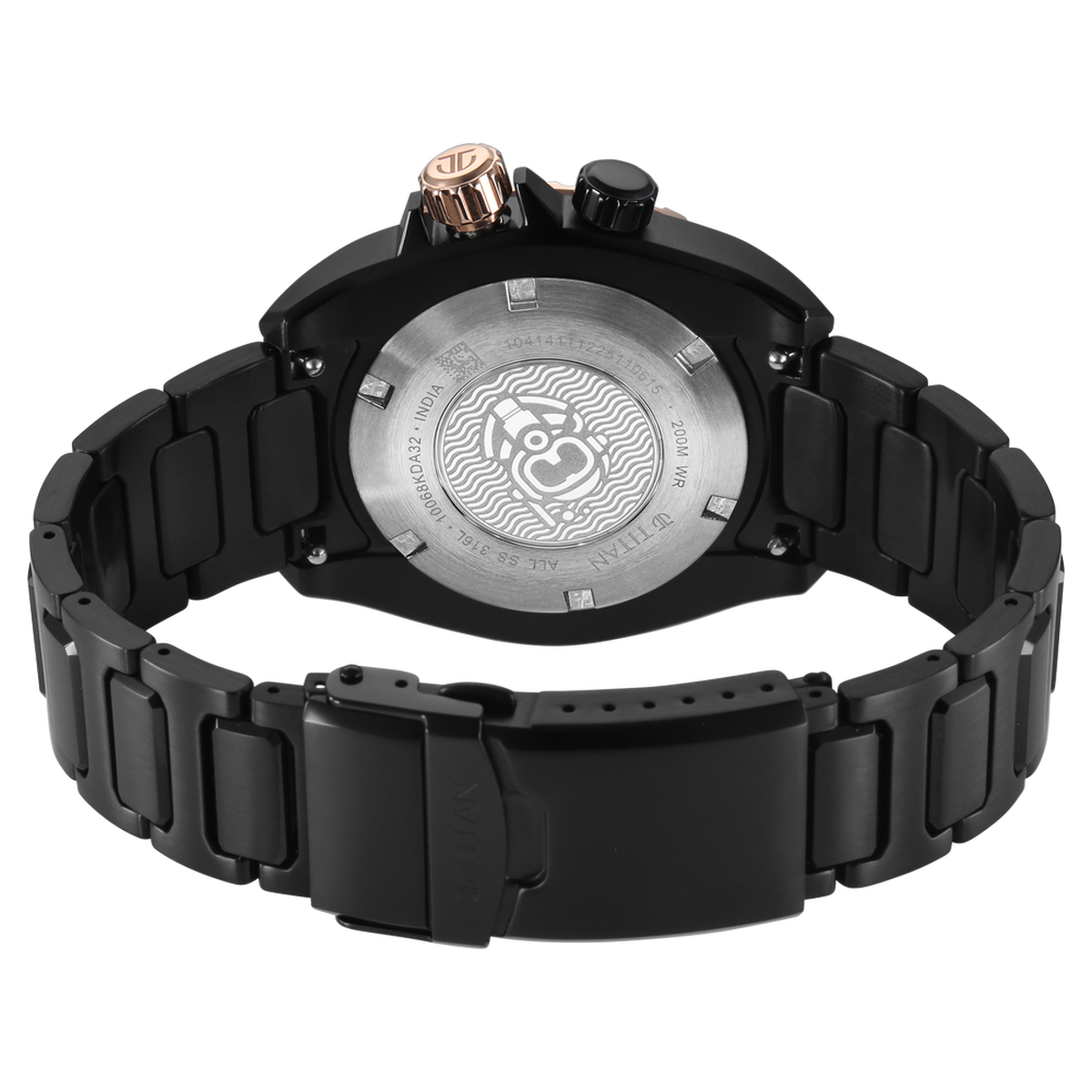 Titan Zero Hour Diver's 200m Analog with Black Dial Black Stainless Steel Strap Watch for Men 5