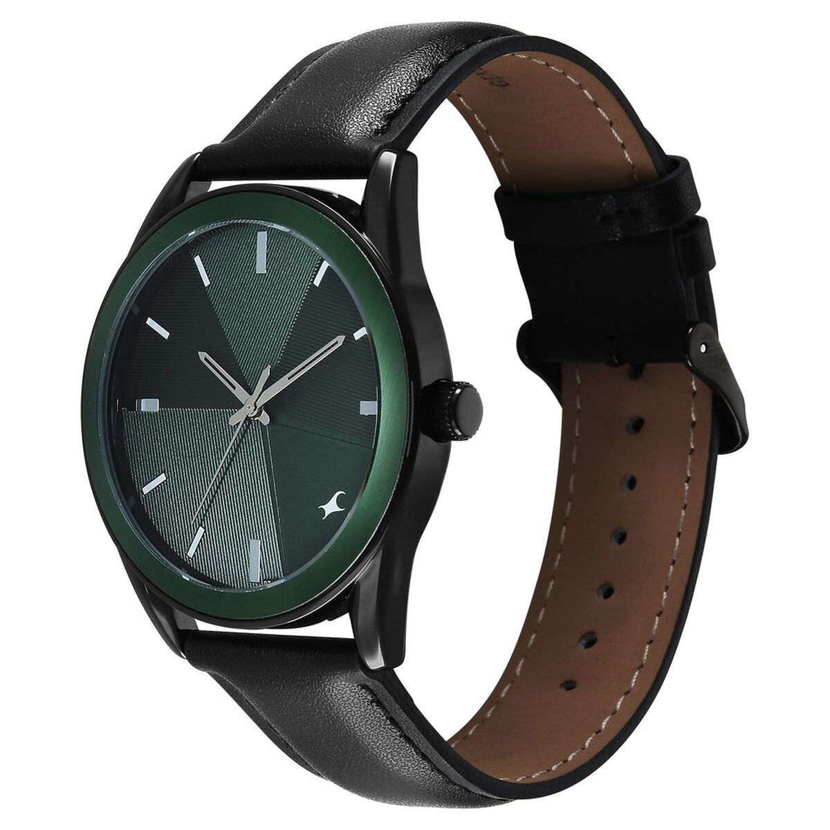 Fastrack Stunners Quartz Analog Green Dial Black Leather Strap Watch For Guys 3
