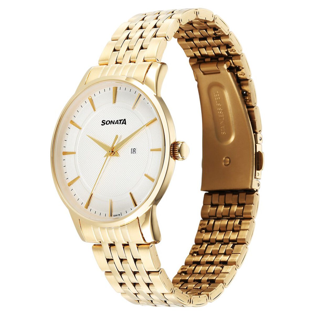 Sonata Wedding Quartz Analog Off White Dial Stainless Steel Strap Watch For Men 3