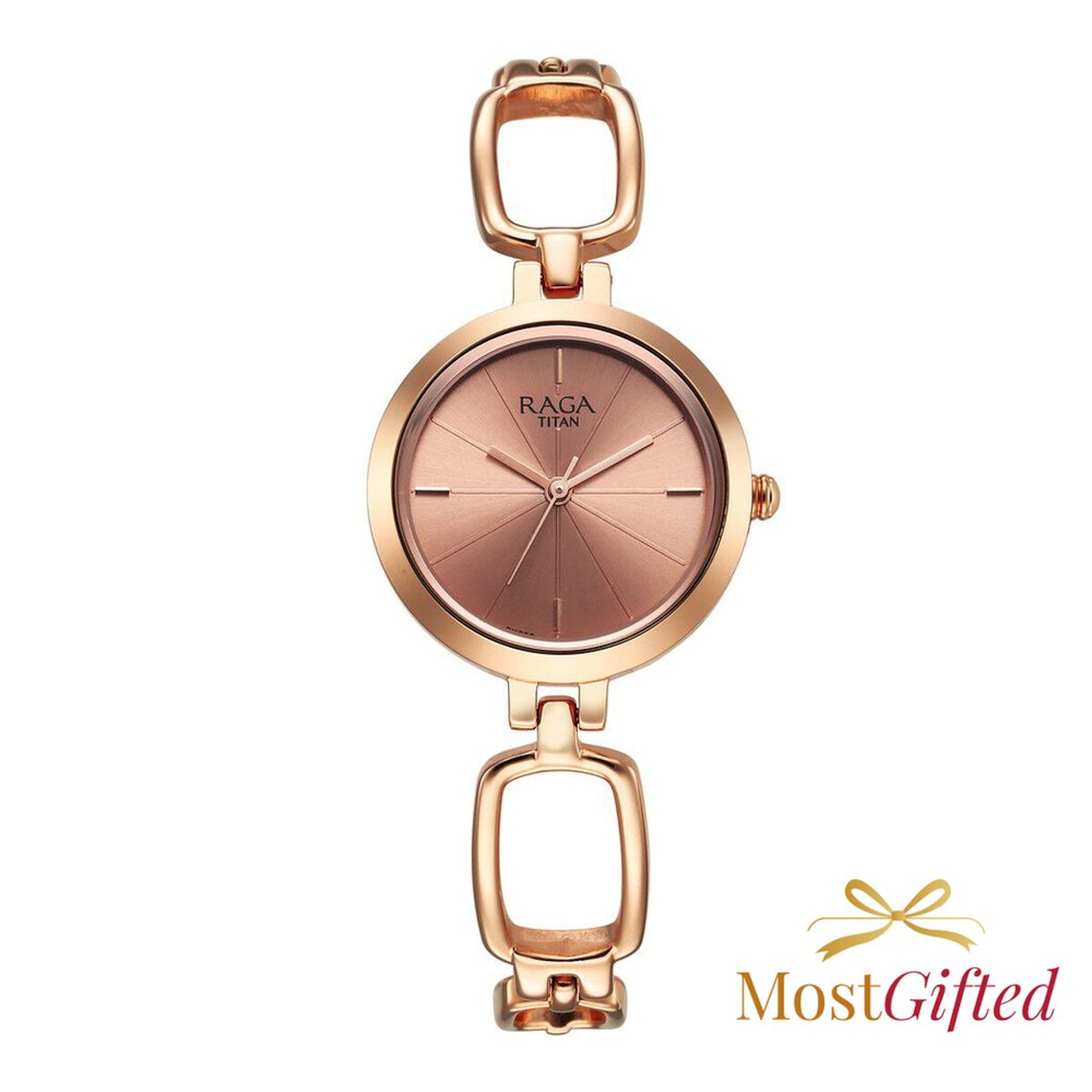 Titan Raga Quartz Analog Rose Gold Round Dial Rose Gold Metal Strap Watch For Women 1