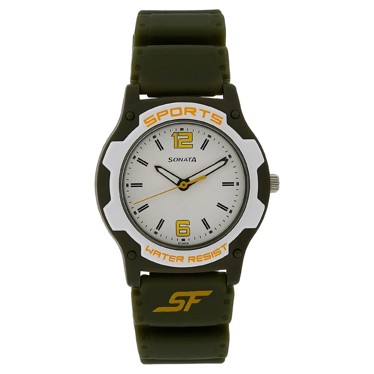 SF Quartz Analog White Dial Plastic Strap Watch for Men 1