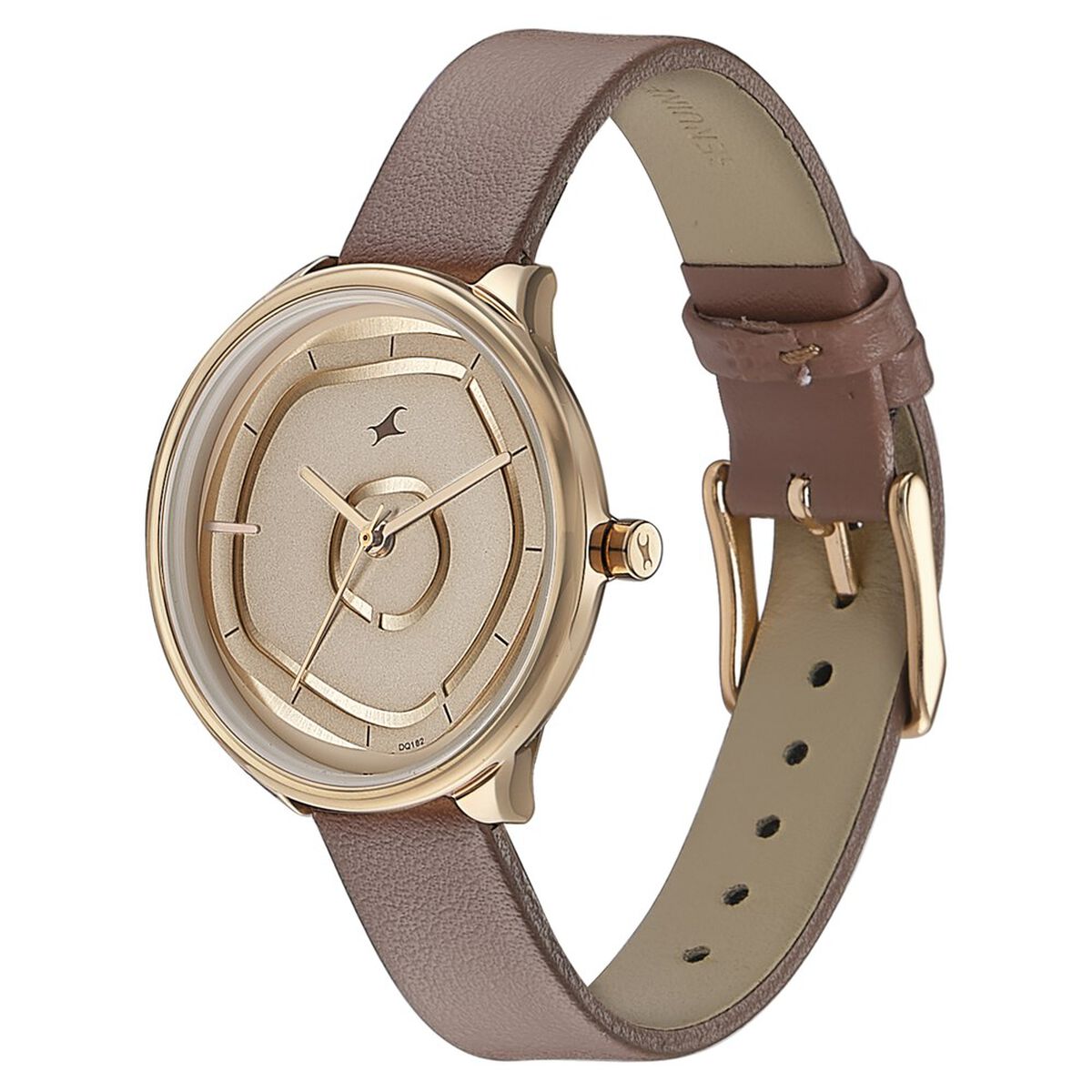 Fastrack Stunners Analog Rose Gold Dial Brown Leather Strap Watch For Girls 3