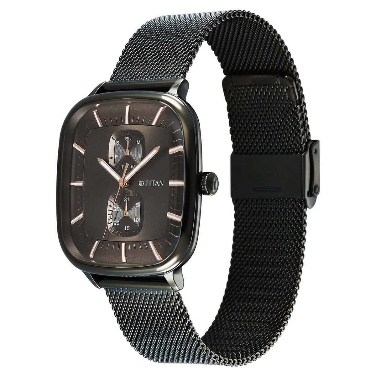 Titan Avant Garde Quartz Multifunction Brown Dial With Green Color Stainless Steel Strap Watch For Men 4