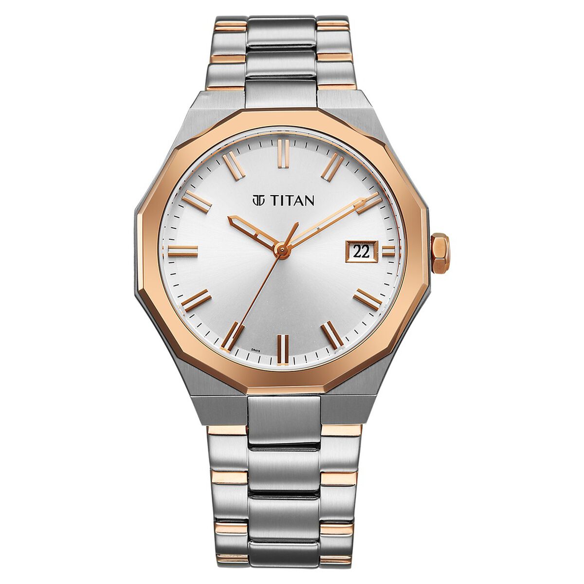 Titan Regalia Dodecagon Quartz Analog with Date Silver Dial Two Toned Stainless Steel Strap Watch For Men 2