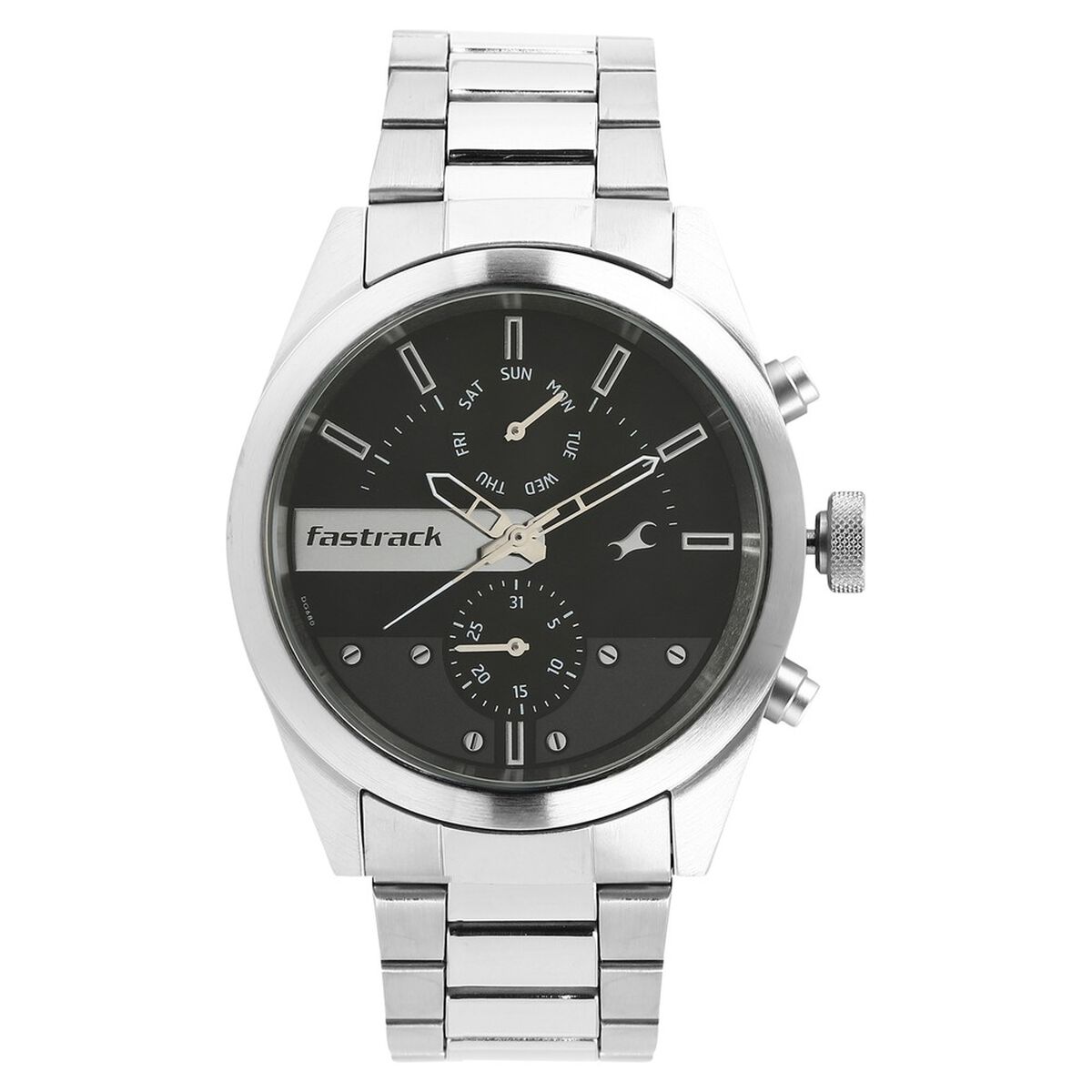 Fastrack All Nighters Quartz Multifunction Grey Dial Metal Strap Watch for Guys 1