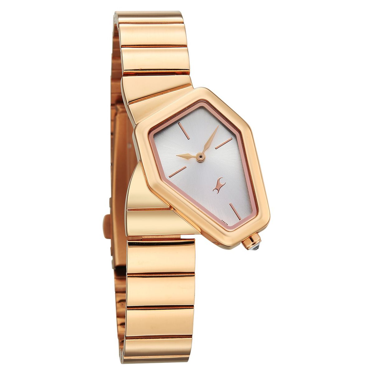 Fastrack Wild Quartz Analog Silver Dial Rose Gold Stainless Steel Strap Watch For Girls 5