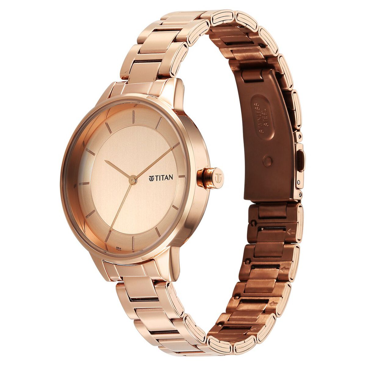 Titan Purple Razzle Dazzle Quartz Analog Rose Gold Dial Rose Gold Stainless Steel Strap Watch For Women 3