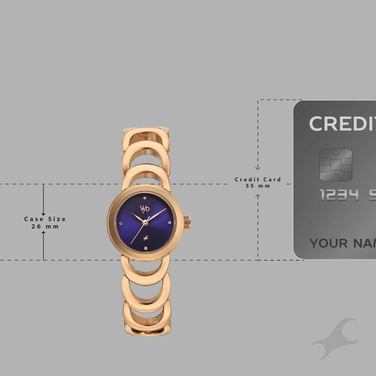 Vyb Bliss By Fastrack Quartz Analog Blue Dial Rose Gold Metal Strap Watch For Girls 4