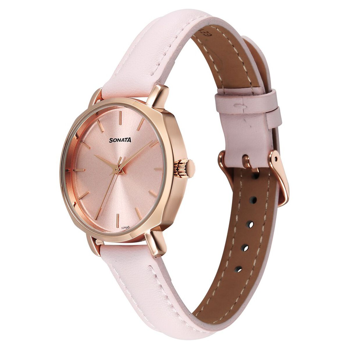 Sonata Eternia Quartz Analog Pink Dial Leather Strap Watch For Women 2