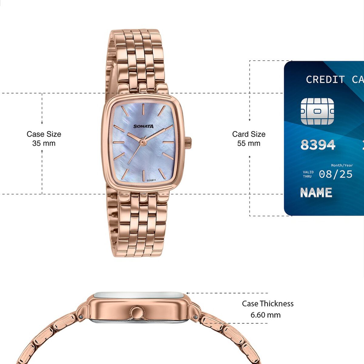 Sonata Festive Quartz Analog Mother Of Pearl Dial Rose Gold Metal Strap Watch For Women 4